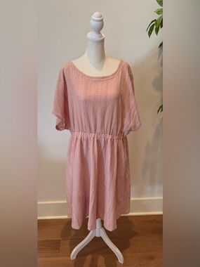 SHEIN Blush Pink Eyelet Midi Dress